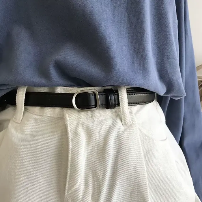Ceinture paresseuse décontractée Simple perforée pour femmes, associée à des jeans, ceinture en cuir