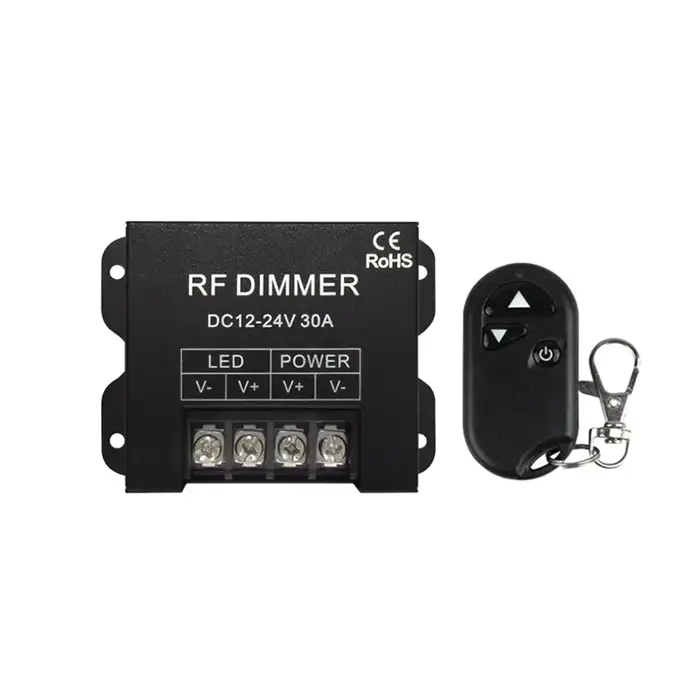 Contrôleur de variateur LED 30A 12-24V avec télécommande sans fil RF à 3 touches, gradation continue
