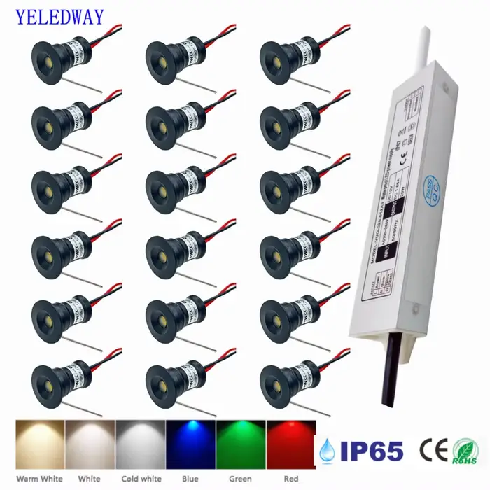 1W Mini projecteur IP65 15mm encastré Spot LED lumières 12V plafond Downlight escalier armoire Spots