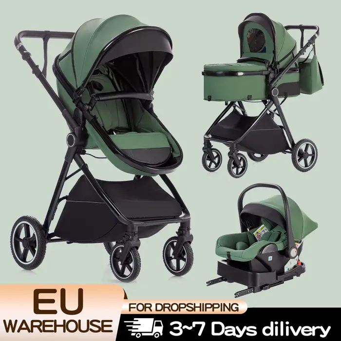 Poussette bébé luxueuse 3 en 1, portable, pliable, légère, pour nouveau-nés, convertible