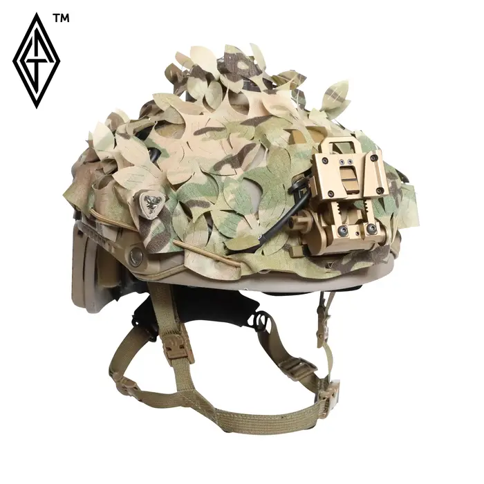 Housse casque camouflage 3D modulable feuilles personnalisables couverture herbe chasse discrétion