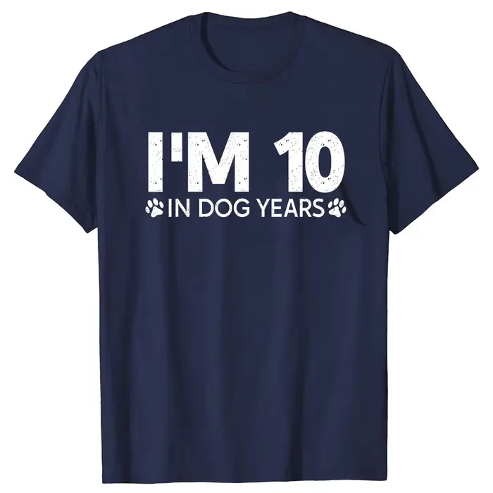T-shirt humoristique « J'ai 10 ans en années chinoises pour chiens » pour 70e anniversaire, 70 ans, coupe ample, pour hommes et femmes, manches courtes