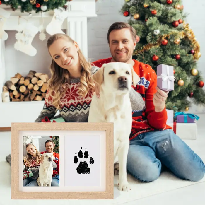 Cadre photo commémoratif pour animaux de compagnie impression d'empreinte de patte sans nettoyage cadeau bricolage table d'impression pour chiens chats occasions spéciales