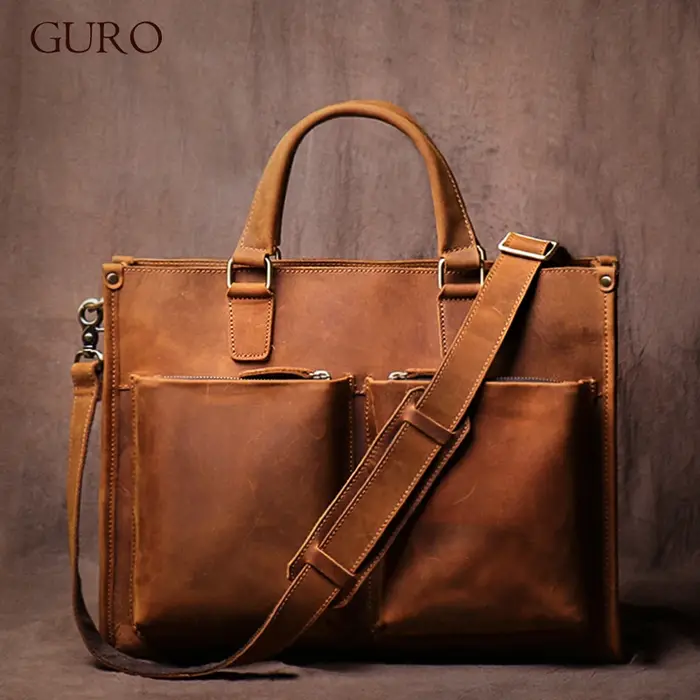 GURO-Sac à Main en Cuir group pour Homme, Étui à Bombes de Luxe, Sac à Bandoulière Vintage pour Ordi