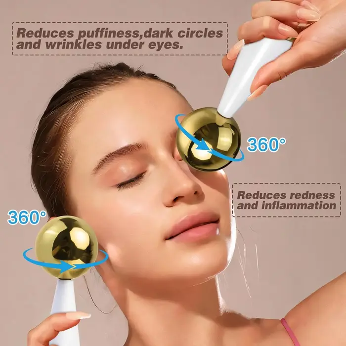 Globes de glace pour le visage et les yeux - Rouleau cryo en acier pour soins beauté quotidien et massage facial