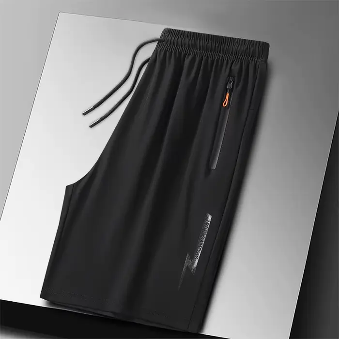 Short de Sport en soie glacée pour homme, grande taille, respirant, à séchage rapide, avec cordon de