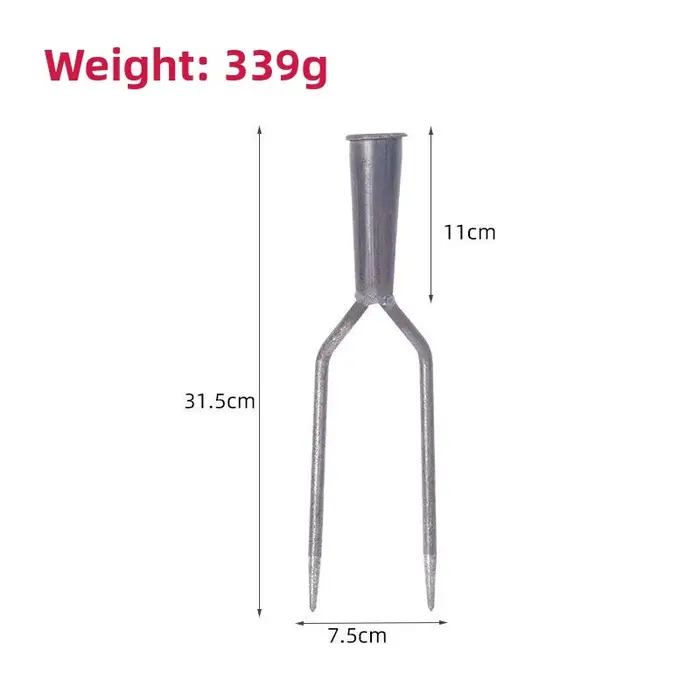 Fourche à paille en acier pur forgé, harpon à deux brins, fourche à deux dents, fourche à double poi