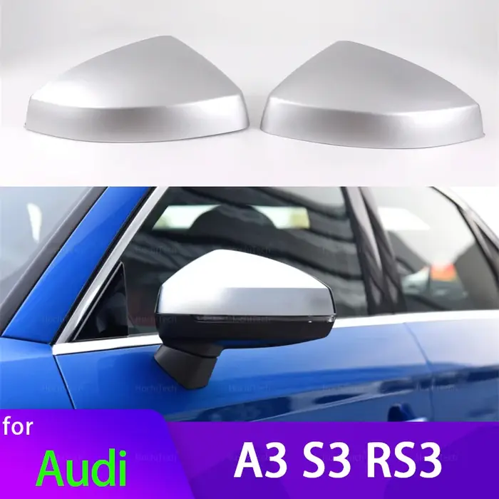 Couvercles de rétroviseurs latéraux argentés de remplacement, capuchons en carbone pour Audi A3 S3 R
