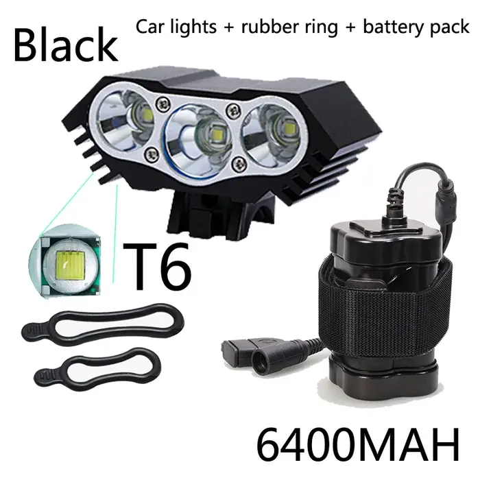 3xT6 LED feu avant de vélo phare de vélo lampe de poche étanche lampe de cyclisme de montagne 2700 L