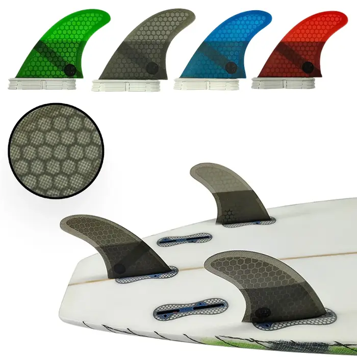 Ailerons de planche de surf M Tri Fins UPSURF FCS 2, taille G5, lot de 3, en fibre de verre nid d'ab