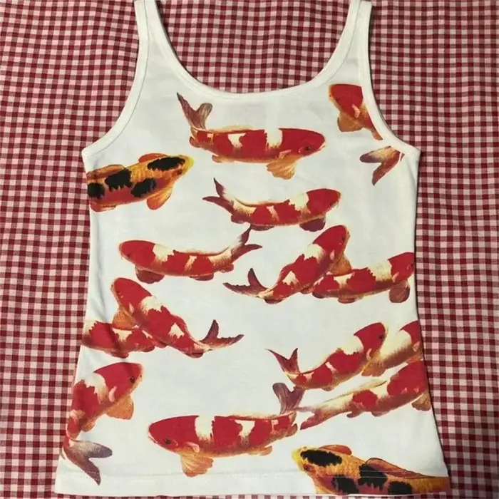 Punk Y2k style Streetwear Grunge Crop Tops Camisole hauts femmes sans manches Corset imprimé mignon 