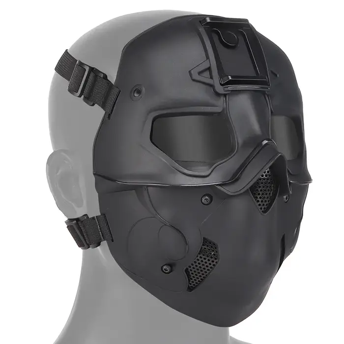 Masque tactique plein visage à lentilles grises - Protection paintball, airsoft et cosplay Halloween