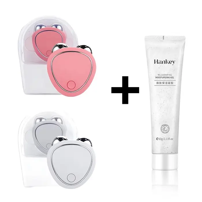 Rouleau lifting facial électrique EMS avec gel micro-courant pour raffermissement et rajeunissement cutané