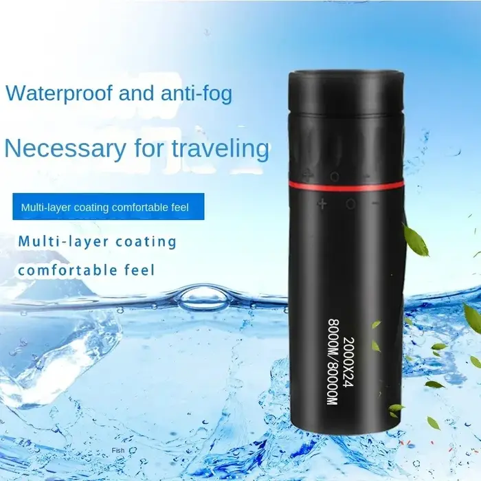 Monoculaire 2000x24 HD portable avec support smartphone - Télescope pour camping, chasse et observation d'oiseaux