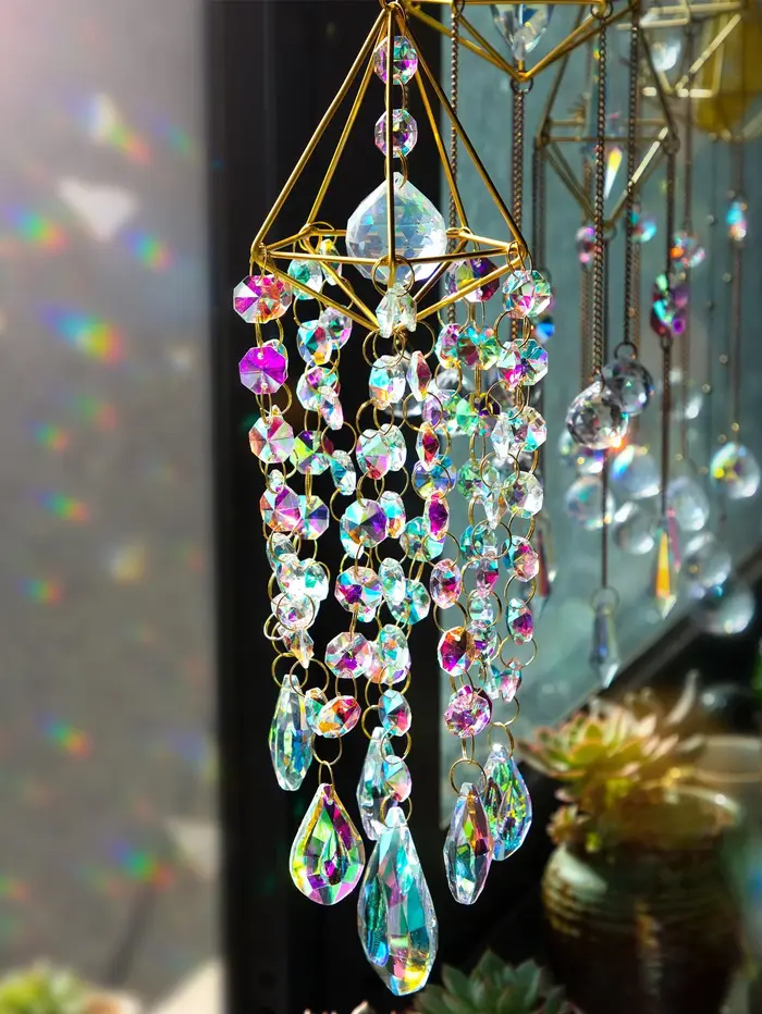 Carillon éolien en cristal fantaisie léger, 1 pièce, fenêtre suspendue, Patio aérien, attrape-soleil