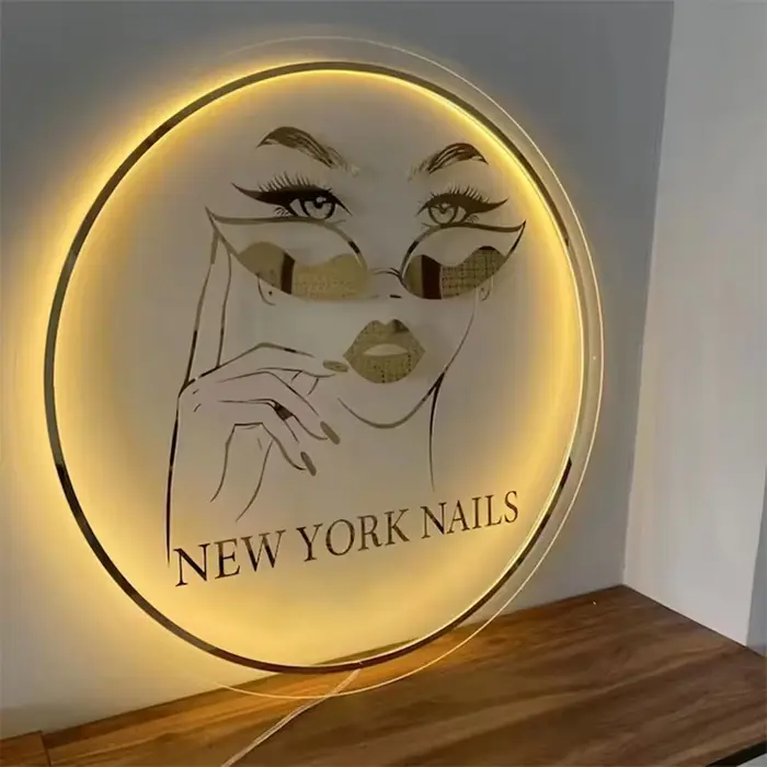 Panneau d'affaires en acrylique personnalisé LED rond, néons d'affaires, Logo, Plaque de signe, cerc