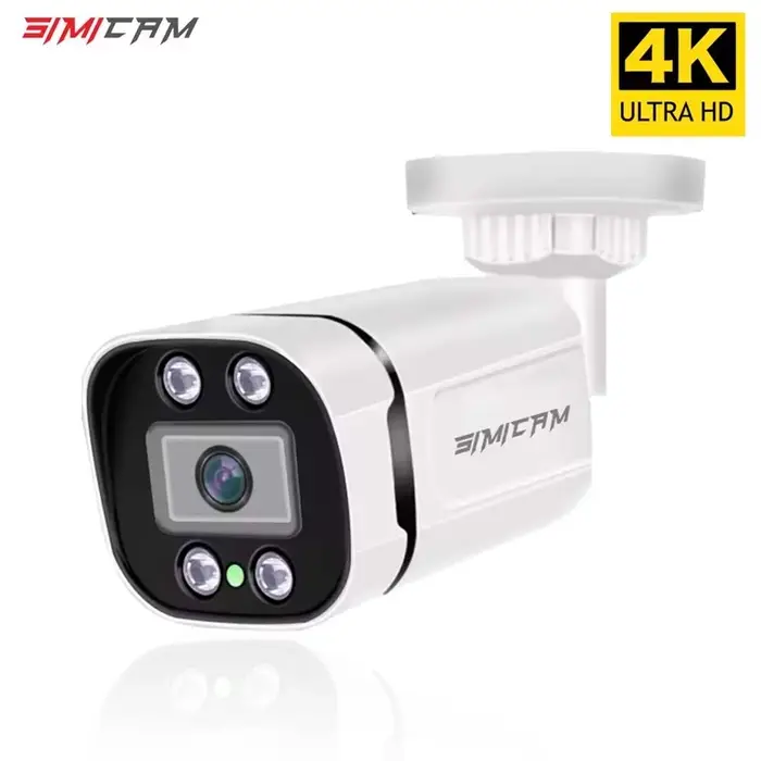 Caméra Surveillance Vidéo 4K POE ONVIF Audio 48V POE/DC 12V 4MP/5MP/8MP Vision Nuit Bullet Étanche Sécurité NVR