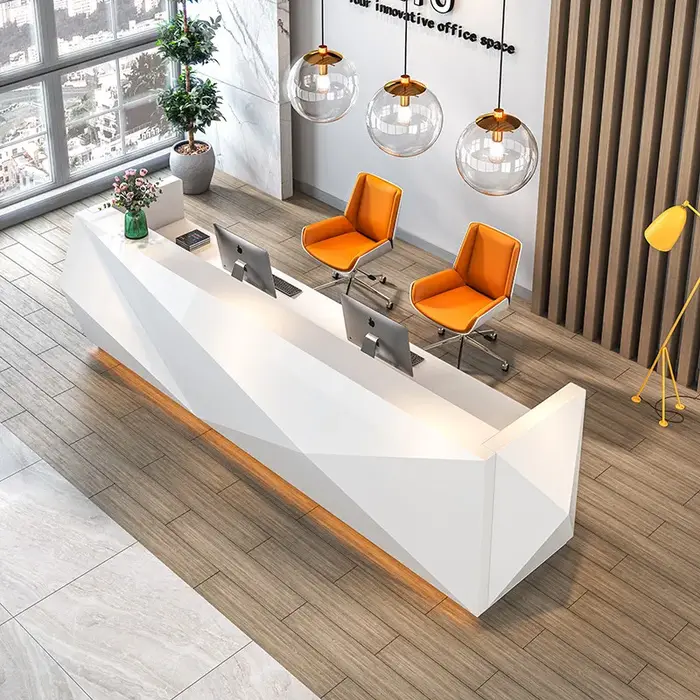 Comptoir de réception professionnel tendance, compact, durable, pivotant, moderne, mobilier de réception