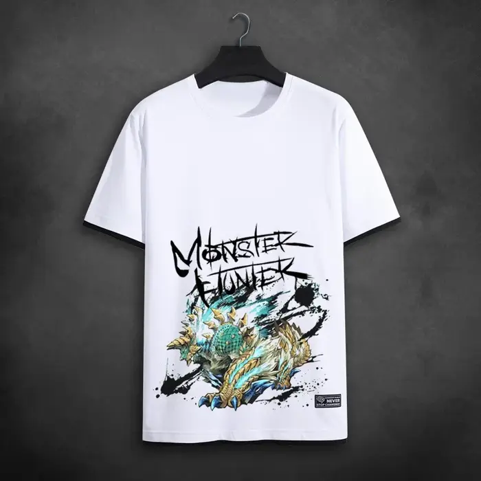 Monster Hunter T-shirt à manches courtes Monster Hunter jeu de joueur unique PS5 à manches courtes