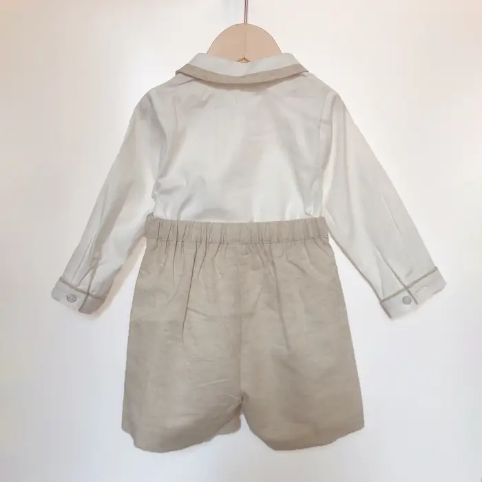 Ensemble de vêtements de boutique pour enfants, coton, lin, ingent, manches longues, tenue trempée, 