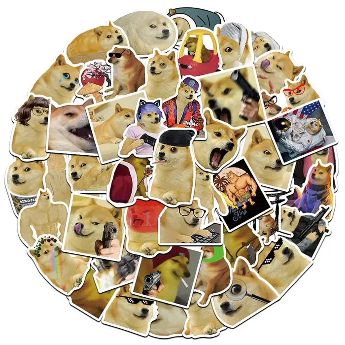 50 pièces Meme chien autocollant drôle