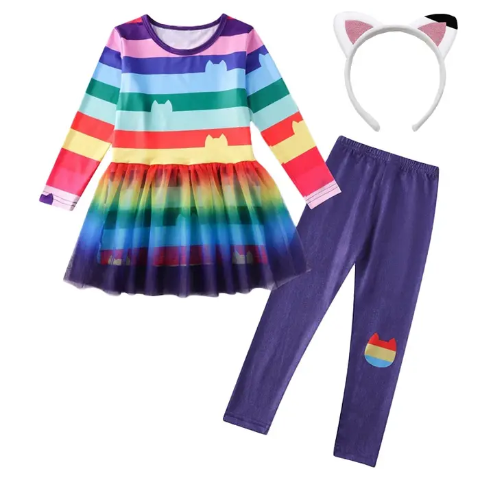 LZH Gabby's Dollhouse – ensemble robes + pantalons pour filles, vêtements d'automne pour enfants, Co