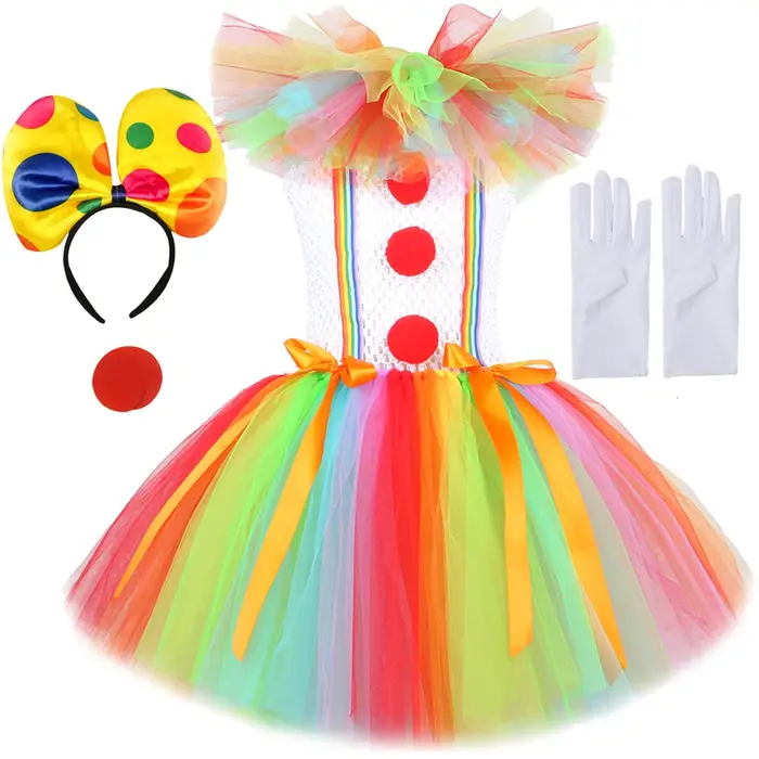 Costumes de Clown Pennywise arc-en-ciel pour filles, robe Tutu d'halloween de Clown de cirque pour e