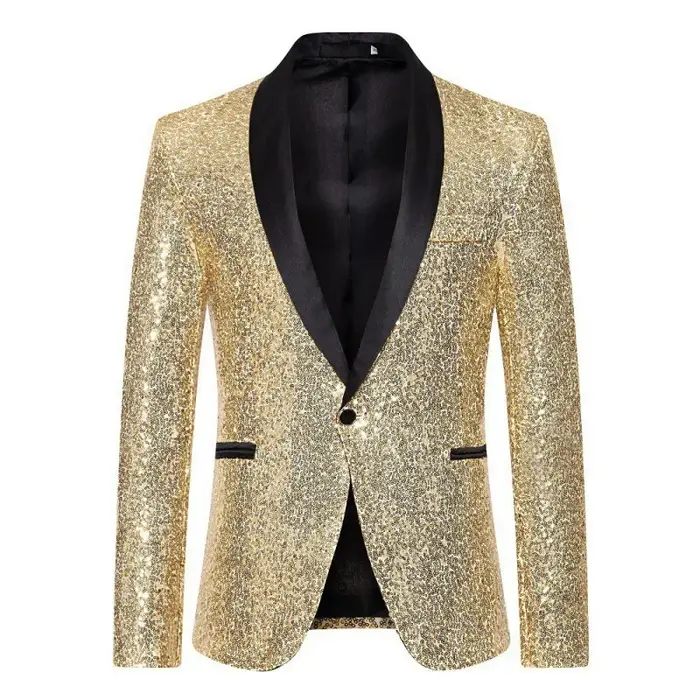 Blazer homme KIDWHXR à col rabattu, couleur contrastante, sequins, veste de costume pour homme, manc