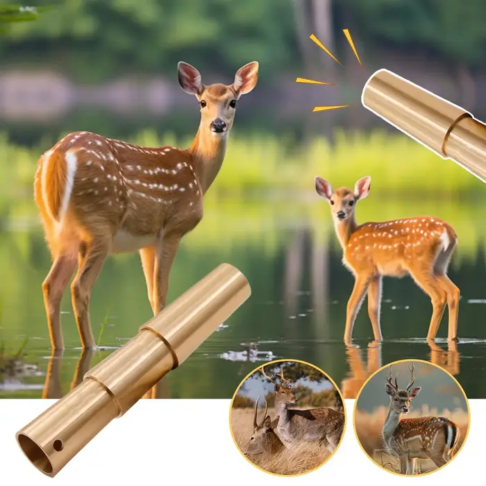 Sifflet appel cerf en laiton robuste - facile à souffler avec dragonne pour chasse animalière extérieure