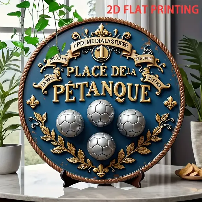 Décor de jeu de boules françaises Vintage 2D plat, 1 pièce, signe en étain de pétanque avec Accents 