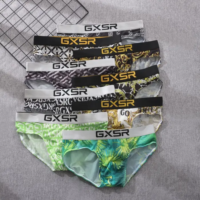 GXSR – pantalon ample en soie glacée pour hommes, tendance, motif u convexe, élastique, respirant, c