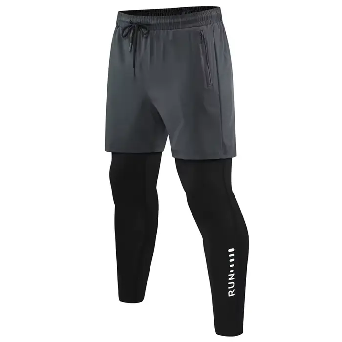 Pantalon de course 2 en 1 pour hommes, Double couche, serré, entraînement, basket-ball, Fitness, sur