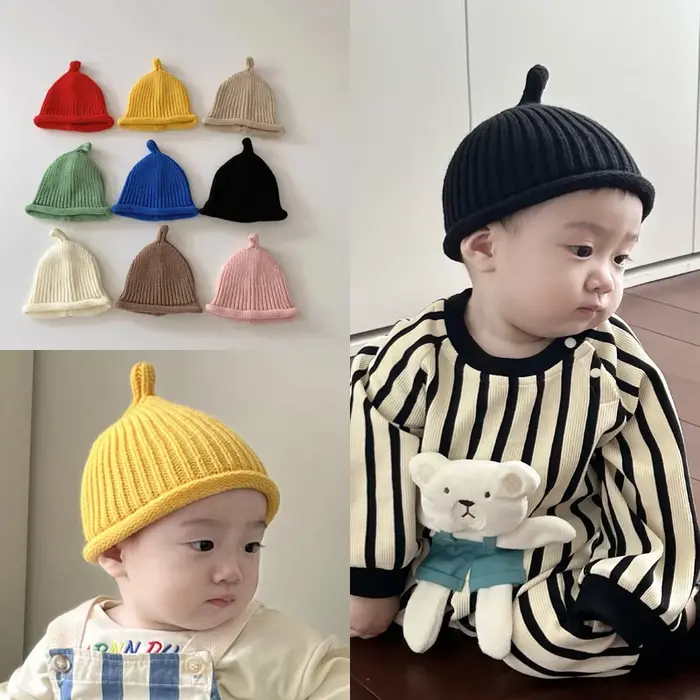 Bonnet en laine au crochet pour enfants, bonnet pull mignon pour bébé, bonnets chauds pour tout-peti