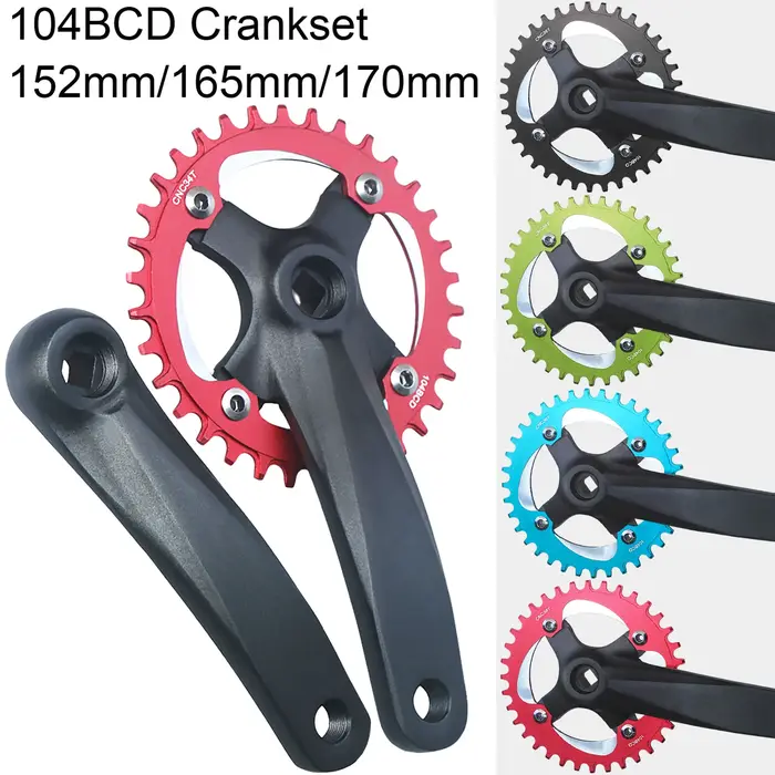 Pignon de vélo à trou carré 104BCD, bras de manivelle 152mm/165mm/170mm 32/34/36/38/40/42T, roue à c