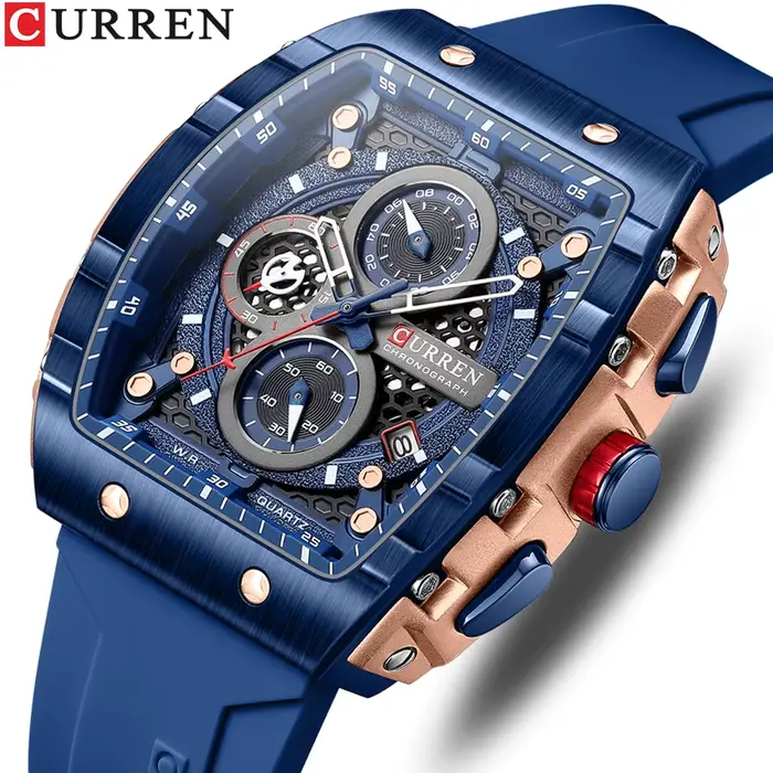 Montre homme Curren luxe quartz étanche design carré - Accessoire mode chasseur sportif