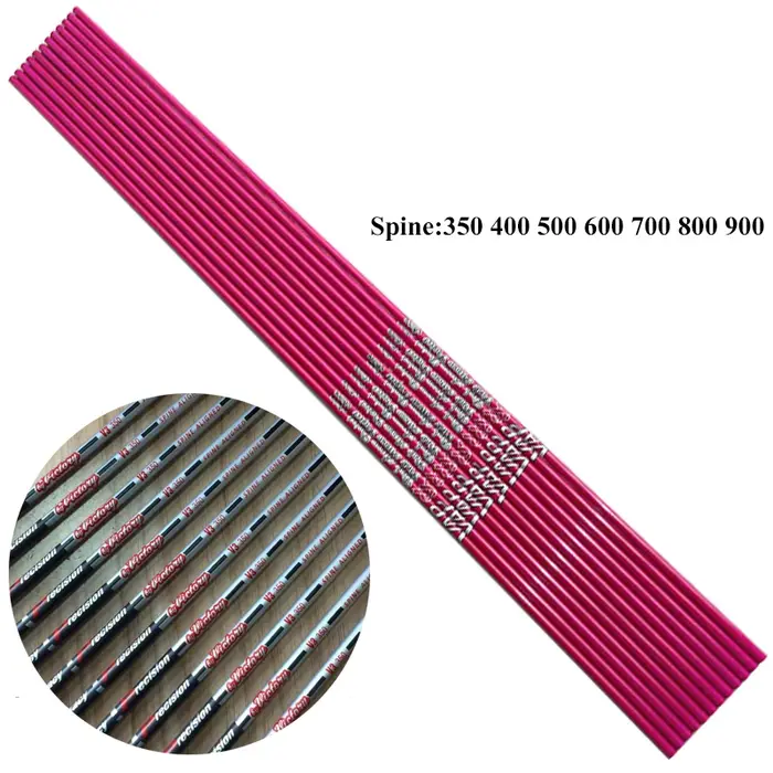 12 pièces tir à l'arc pur carbone flèches arbre ID4.2mm noir/rose 30 pouces pour arc classique et fl