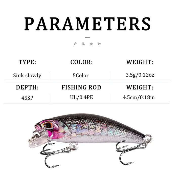 1 pièces Mini leurres de pêche méné Wobblers 4.5 cm 3.5g coulant artificiel en plastique dur appât m