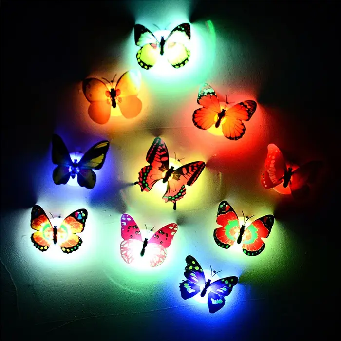 2/1 pièces LED coloré papillon veilleuse bricolage LED réfrigérateur aimant fête mariage salon chamb