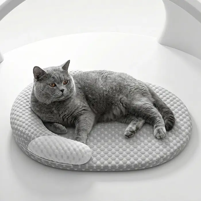 Coussin rafraîchissant pour chien, tapis d'été en soie glacée pour chat, nid ovale pour animaux de c