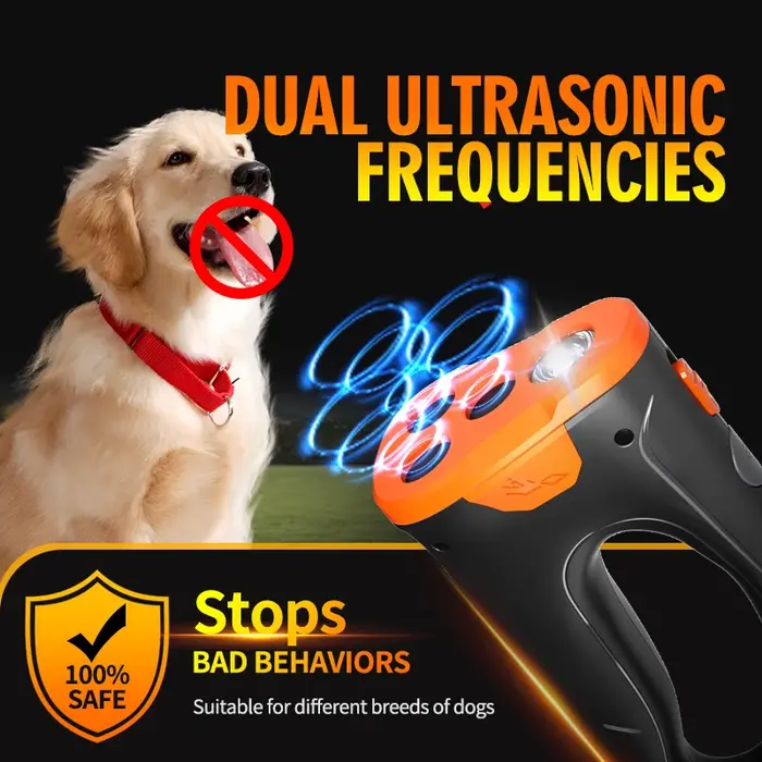 Répulsif ultrasonique pour chiens de compagnie, dispositif de formation pour chiens, dispositif de dissuasion Anti-aboiement de chien Rechargeable avec lampe de poche LED, lancement 2025