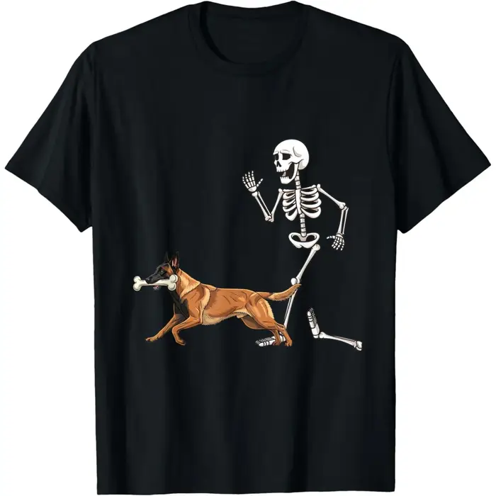 Drôle Halloween belge Malinois chien squelette t-shirts femmes Humor Streetwear t-shirt à manches co