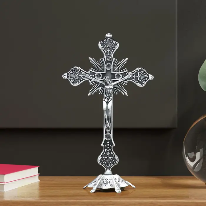 Sculpture de Crucifix de jésus, Statue de croix de jésus, Figurine catholique, Crucifix debout pour 