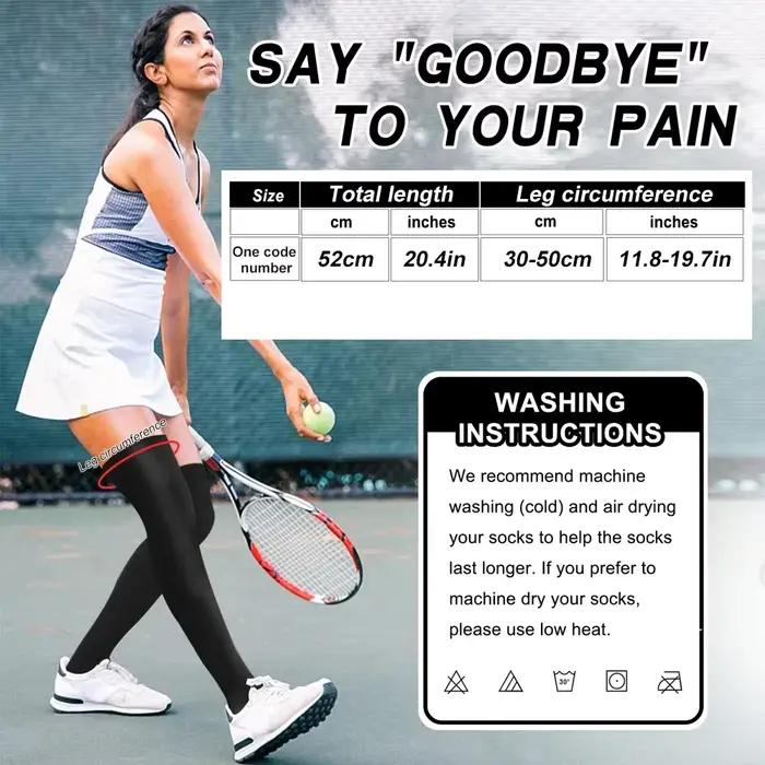 Chaussettes de compression médicales cuisses hautes - Bas de contention grossesse varices œdème running