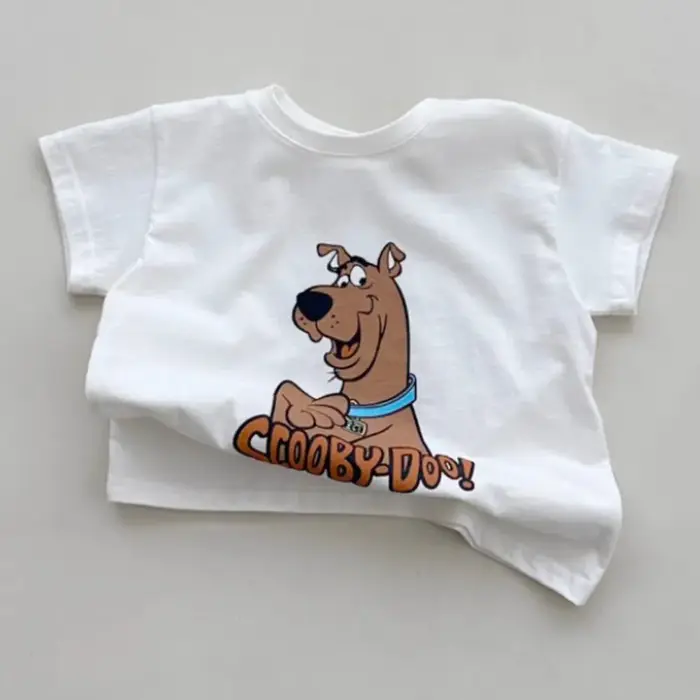 Version coréenne Ins dessin animé chien T-shirt à manches courtes vêtements pour hommes et femmes po