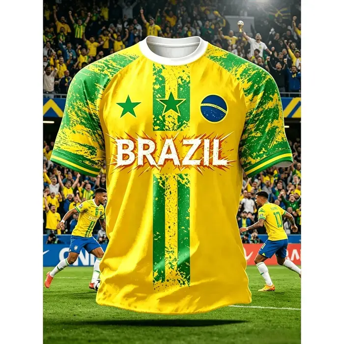 Nouveau Maillot de Foot Brésil 2026 T-shirt Équipe Nationale Brésilienne Col Rond Oversize Décontrac