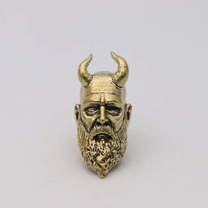 Sculpture de tête de guerrier nordique en laiton, perles de couteau, accessoires pour bracelets tres