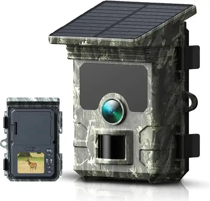 Caméra de chasse à panneau solaire étanche 30MP 2K, pour l'extérieur, surveillance de Vision nocturn