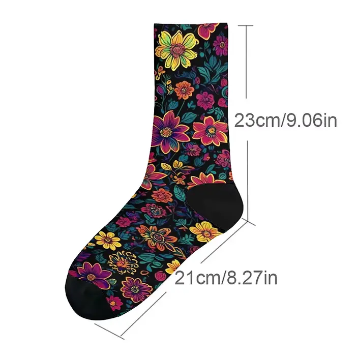 Chaussettes chasse vintage motifs floraux - Bas élastiques respirants pour hommes - Cadeau chasseur original