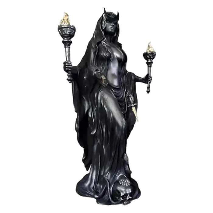 Sculpture de la déesse grecque Hécate, sorcière de la nuit, avec ses chiens magiques, messager de la