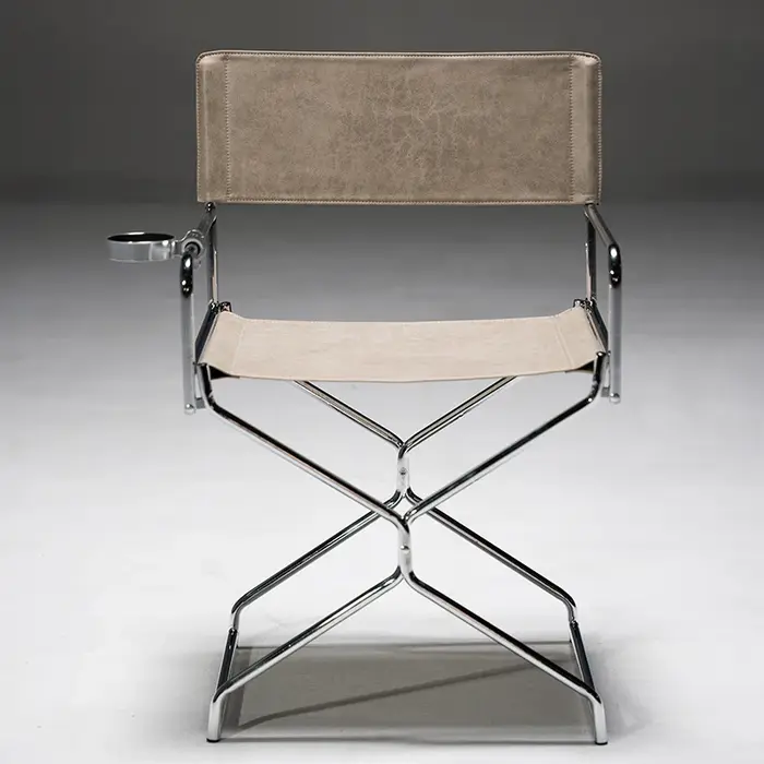Chaise de salle à manger minimaliste en métal avec revêtement en toile cirée, chaise de pêche pliabl